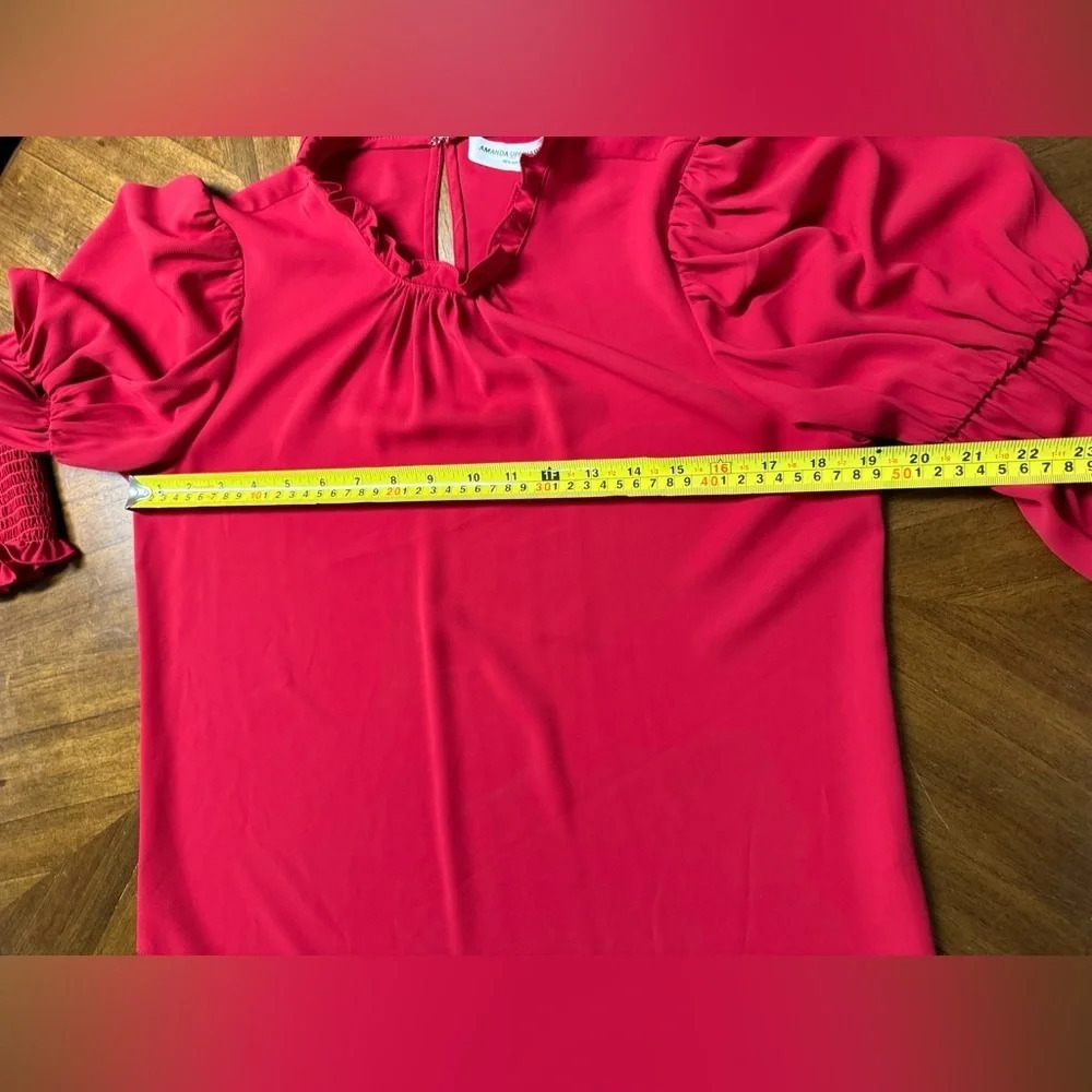 Amanda Uprichard High Neck Scruch Sleeves Top Career Office Romantic Size Small - Picture 5 of 8